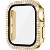 Generic Custodia protettiva a doppia fila con diamanti compatibile con Apple Watch 46, 45, 44, 42, 41, 40 mm, con pellicola protettiva integrata per lo schermo per serie 11/10/9/8/7/6/5/4/3 (oro, serie 4/5/6
