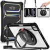 TECHGEAR ExoView - Custodia per Apple iPad Pro 11 (M5 2025 e M4 2024), custodia protettiva trasparente resistente e sottile, antiurto, con supporto girevole a 360°, impugnatura ad anello e tracolla
