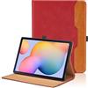 Oduio Custodia per Samsung Galaxy Tab S6 Lite 10.4 pollici SM-P620/P625 2024 SM-P610/P615 2020 SM-P613/P619 2022 Pelle Multi-Angli Supporto Pieghevole Cover Protettiva con Tasca, Auto Sveglia/Sonno -Rosso