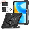 FONREST Portatile Robusto Custodia per Huawei MatePad 11.5 (2023/2024)/Air (2023) con supportoper M-Pencil Cavalletto ruotabile a 360° Anello da appendere Maniglia Antiurto Cover con tracolla (Nero)