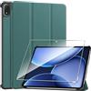 Heioloo Custodia per OnePlus Pad 3 13.2 2025 Cover in Pelle Case, + [1 Pezzi] Vetro Temperato Pellicola Protettiva [Auto Svegliati/Sonno][Supporto Funzione ] [Anti-Scratch] Verde