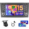 Hikity Autoradio Android 15 7 per Audi A6 C5 1997-2004 CarPlay | 4+64GB. Compatibile con S6 1999-2004, RS6 2002-2006. Wireless CarPlay, Android Auto, FM/RDS, GPS, WiFi, Retrocamera, MIC