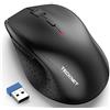 TECKNET Mouse Wireless, 3200 DPI Ergonomico Mouse Senza Fili, 2.4 GHz Ricevitore, 6 Pulsanti, 30 Mesi Durata Batteria, Compatibile con PC, Mac, Laptop, Chromebook-Nero
