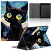 Yimctoie Tablet Cover per Samsung Galaxy Tab A7 10,4 2020 SM-T500/T505/T507,Cartoon Anime Kawaii Black Cat Modello Custodia Stand Multi-Angoli PU Flip Cover Soft TPU Bumper Silicone Case,Animal