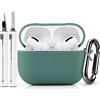 Generic Custodia per AirPods Pro/Pro 2 con kit, custodia protettiva in silicone morbido con portachiavi, verde