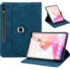 TEDTIKJT Cover per Samsung Galaxy Tab S10 Plus/S9+/S8+/S7+ 12.4 Custodia SM-X820 X810 X800 T970 Flip Pelle 360°Ruotabile Supporto Protezione Custodia con Auto Sveglia/Sonno,Business Blu