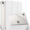 MoKo Cover per iPad mini 7a(A17 Pro)/6a 8,3 pollici 2024/2021, Bianco | iPad Cover in TPU e Pelle PU Semi-Trasparente Sostegno Supporto Sottile con Morbido TPU Cover con Auto Svegliati/Sonno