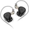 erjigo ZEX Pro Triple Hybrid Driver HiFi in Ear Auricolari KZ ZEXPro IEMs con cavo staccabile da 0,75 mm a 2 pin placcato argento (nero, senza microfono)