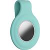 kwmobile Custodia Compatibile con Apple AirTag - Cover per Air Tag con Gancio Incorporato - Rivestimento Gommato in Morbido Silicone Antigraffio menta