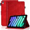 Vkooer - Custodia per iPad mini (A17 Pro) 2024 7ª generazione/iPad mini 6ª generazione 2021 8,3 pollici, in pelle PU, con funzione di accensione/spegnimento automatico, supporto, colore: Rosso