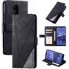QiongniAN Cover per Huawei Mate 20 Lite ,Custodia per Huawei Mate 20 Lite SNE-L01 SNE-L03 SNE-LX1 SNE-L21 SNE-LX2 SNE-L22 SNE-LX3 SNE-L23 / Maimang 7 SNE-AL00 Custodia protettiva in pelle Case Cover Black