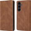 Vaitasy Business Custodia per Samsung Galaxy S25 FE - Marrone | Forte Funzione Magnetica Cover con Slot per Carte Elegante Monocolore Design per Ufficio e Viaggio