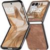 FTRONGRT Cover per Motorola Razr 50, Dermatoglifo Fine + Cornice per PC di Alta Qualità, Antigoccia, Antigraffio Custodia Protettiva per Motorola Razr 50.Marrone