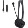 adj Agile Cuffie USB con Microfono per PC, Headset con Controllo Volume, Controller Comandi su Cavo, Adatto per Smartphone e Tablet, Cavo di 2.2 Metri, Nero