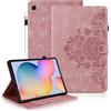 Auslbin Fiore Tab Cover per Samsung Galaxy Tab S6 Lite 10.4 Pollici 2024/2022/2020 Protettive Retrò Custodia in Rilievo Design con Fibbia Magnetica Funzione Supporto Rosa