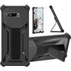 Aroepurt Custodia per Asus Rog Phone 3 Cover Custodia Case Ibrida [Con protezione dello schermo in vetro temperato] [supporto magnetico pieghevole] [resistente alle impronte digitali smerigliato] Nero