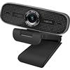 LogiLink UA0378 - Webcam HD USB per videoconferenza, obiettivo grandangolare a 100°, doppio microfono con riduzione del rumore, messa a fuoco manuale, per videoconferenze e streaming, colore: Nero