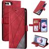 QiongniAN Custodia per Huawei Enjoy 7S ,Custodia in Pelle Custodia per Huawei P Smart FIG-L03 FIG-LX2 FIG-L21/L22 FIG-LX1/LX3 FIG-LA1 / Honor 9 Lite LLD-L22A LLD-L31 / Nova Lite 2 Custodia Cover Case Red