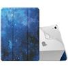 MoKo Cover per iPad Air 11 (M4/M3/M2 2026/2025/2024), Cielo Stellato Blu | iPad Cover in TPU e Pelle PU Semi-Trasparente Sostegno Supporto Sottile con Morbido TPU Cover con Auto Svegliati/Sonno
