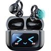 SZHYHTIKI Auricolari a clip aperti, cuffie wireless con touch screen LCD Bluetooth 5.4, design leggero, auricolari aperti, impermeabili IP7, per sport, corsa e allenamento