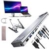 TECKZOON Docking Station Supporto per Laptop, 9 in 1 Supporto PC Portatile con HDMI 4K@60Hz, PD 100W, USB 3.0, SD/TF, USB-C e RJ45, Dock Station Multiporta Adattatore USBC Compatibile con MacBook, Notebook