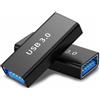 TECHZOCO Connettore USB, adattatore USB a femmina a USB a USB a femmina, trasferimento fino a 5 Gbps, connettore USB femmina a femmina, connettore USB 3.0, alluminio, 1 pezzo