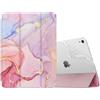 MoKo Cover per iPad Air 11 (M4/M3/M2 2026/2025/2024), Marmorizzato Rosa | iPad Cover in TPU e Pelle PU Semi-Trasparente Sostegno Supporto Sottile con Morbido TPU Cover con Auto Svegliati/Sonno