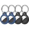 Ainiv Portachiavi per AirTag, 4 Pezzi Custodia per AirTag | Localizzatore di Chiavi per AirTag Portatile per Zaini e Animali Domestici,Mini Cover Protettiva (Nero+Blu notte)