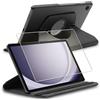 ebestStar - Cover per Samsung Galaxy Tab A9+ (2023) SM-X210, Custodia Protezione Rotazione 360, Pelle PU, Nero + Vetro Temperato