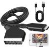 Elecora Convertitore da SCART a HDMI, video audio, ingresso SCART all-in-one a uscita HDMI, cavo USB HD