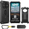 Ulefone Armor RugKing 3 Pro Cellulare Android 15, AI Rugged Smartphone 16GB+128GB/SD-2TB 5700mAh, Octa-Core 48MP+8MP Telefono Impermeabile 6.56 120Hz, 120LM Super Torcia/3-Slots/IP68/IP69K/OTG/NFC/GPS Nero