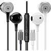MAS CARNEY Auricolari USB C TH4, Pacco da 2, Cuffie Con Filo Tipo c con microfono compatibili con iPhone 15 16 17 iPad, Samsung Galaxy S25 S24 A53, Pixel, Xiaomi, Huawei Honor, Oppo, Vivo