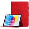 Oduio Custodia per iPad 10. Generation 2022 10.9 Pollici/iPad 10th Gen 10.9'' Cover in Pelle PU Case Coperchio Tablet Multi-Angli Supporto Pieghevole Cover Protettiva con Chiusura Magnetica -Rosso