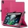 Envibe Custodia per Acer Iconia Tab M10, 10 inch, Cover Tablet Acer Iconia Tab M10, Copertura Protettiva Pieghevole con Supporto per Matita e Cinturino da Polso, Protezione Completa. (Rosso)