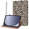 YiChZhe Custodia per Samsung Galaxy Tab A9 Plus 2023 -PU, in pelle, con pennino capacitivo e scomparto per carte di credito, compatibile con SM-X210/X215/X216 leopardato