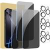 Generic Confezione da 3 + 3 pellicole protettive per iPhone 16 Pro Max con protezione per obiettivo della fotocamera, copertura completa, pellicola in vetro temperato anti-spia, durezza 9H, facile