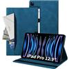 Auslbin Cover Compatibile con iPad Pro 12.9 6a/5a/4a Generazione Custodia di Tablet in Pelle PU in Stile Classico Anti-Fall Case di Scheda Protettiva con iPad Pro 12.9 2022/2021/2020 Blu