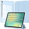 EspZanthic Custodia per Samsung Galaxy Tab S10 Lite / S10 FE / S9 FE 10,9 Pollici / S9 11 Pollici con S Pen Holder, Chiaro Trasparente Retro Conchiglia Sottile Antiurto Tablet Cover, Auto Sveglia/Sonno, Blu