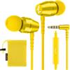 LUDOS OMNITONE Auricolari In-Ear Cuffie, Cuffiette con Filo e Microfono, 5 Anni di Garanzia, Cuffie Isolamento Acustico, Cuffiette Cellulare, Jack 3,5 mm per iPhone, Apple, Samsung, Huawei - Giallo
