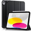 MoKo Cover per iPad (A16) 11a/10a Gen. (2025/2022), Nero | Cover Protettiva Sottile a Tre Pieghe Supporto, Caso Smart Folio con Retro TPU Morbido Touch ID Sveglia/Sonno