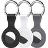 Ainiv 3pz Custodia per Airtag Portachiavi per Airtag, Silicone Custodia per Airtag, Portachiavi per Airtag, Mini Cover Protettiva per Tracker per Zaini e Animali Domestici (Nero+Bianco+Grigio)