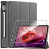 Rojeuinn Cover per Lenovo Tab P12 custodie+1 Pezzi Vetro Temperato,Gomma Protezione Protettivo,Ultra Sottile Antiurto Anti-Graffio TPU Flessibile Case-Grey
