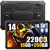 Blackview Active8 Pro 4G Rugged Tablet Android 14, MTK G99 16GB+256GB Tablet Robusto, 10.4" FHD+, 22000mAh Smartphone Robusto, 48MP+16MP, 4 Lautsprecher, IP68 Wasserdicht, Dual LTE,WiFi,OTG,NFC,GPS