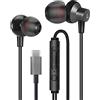 MAS CARNEY TI3 Cuffie con Filo USB di Tipo C, Auricolari USB C, Cuffiette In-Ear con Microfono per Samsung S20, Huawei, OPPO, Honor, Google Pixel e Altri smartphone con Interfaccia di Tipo C- Nero