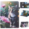 Vaitasy Custodia per Samsung Galaxy Tab A9 Plus 2023 11 Pollici (SM-X210/X215), Ultra-sottlie Protettivo Custodia con Flip Book Cover Galaxy Tab A9 Plus - Fiori e gatti