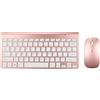 ciciglow Combinazione Tastiera e Mouse Wireless, Tastiera USB Silenziosa Sottile 2.4G Tastiera per Computer Compatta a 78 Tasti per Desktop, Computer, Dispositivi Mobili, Tablet(Oro rosa)