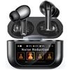 ZZU Auricolari wireless, Bluetooth 5.4 con Smart Touch Screen, cuffie ENC con cancellazione del rumore con 48 ore di autonomia, suono stereo HiFi, 5 modalità equalizzazione, auricolari leggeri per