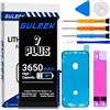 GULEEK Batteria per iPhone 7 Plus 3650mAh Alta Capacità Kit Riparazione Strumenti | Lunga autonomia, prestazioni stabili, protezione da sovraccarico, installazione facile, sostituzione fai da te, uso sicuro