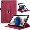 Oduio Custodia per Samsung Galaxy Tab A8 2021/2022 10.5 Pollici (SM-X200/SM-X205) Pelle PU Flip Tablet Case con Supporto Girevole di 360°Cover AntiGraffio Antiurto per Galaxy Tab A8, Rosso