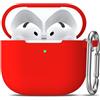 Generic Custodia per AirPods 4 2024, custodia protettiva in morbido silicone per Apple AirPods di 4a generazione, per donne e uomini, custodia per AirPod 4, accessori con portachiavi, rosso